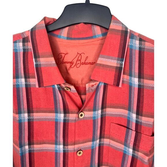 Tommy Bahama Men's Red Plaid Short-Sleeve Button-Up Shirt XL - Picture 14 of 16